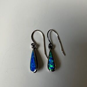 Elegant Blue and Green opal Drop Earrings